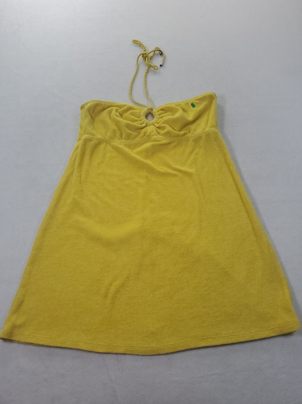 Vintage Yellow Ralph Lauren Halter Top Terry Cloth Dress/Swim Cover Size Large